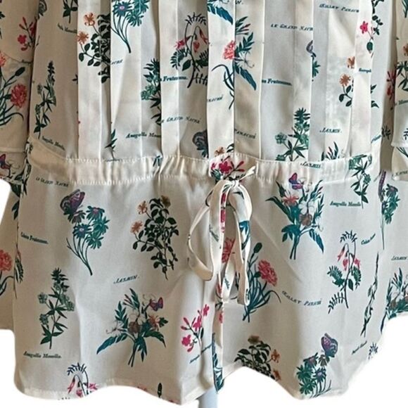 MODCLOTH Botanical Floral Bell Sleeve Tunic Peplum Top Size Medium - Picture 4 of 9